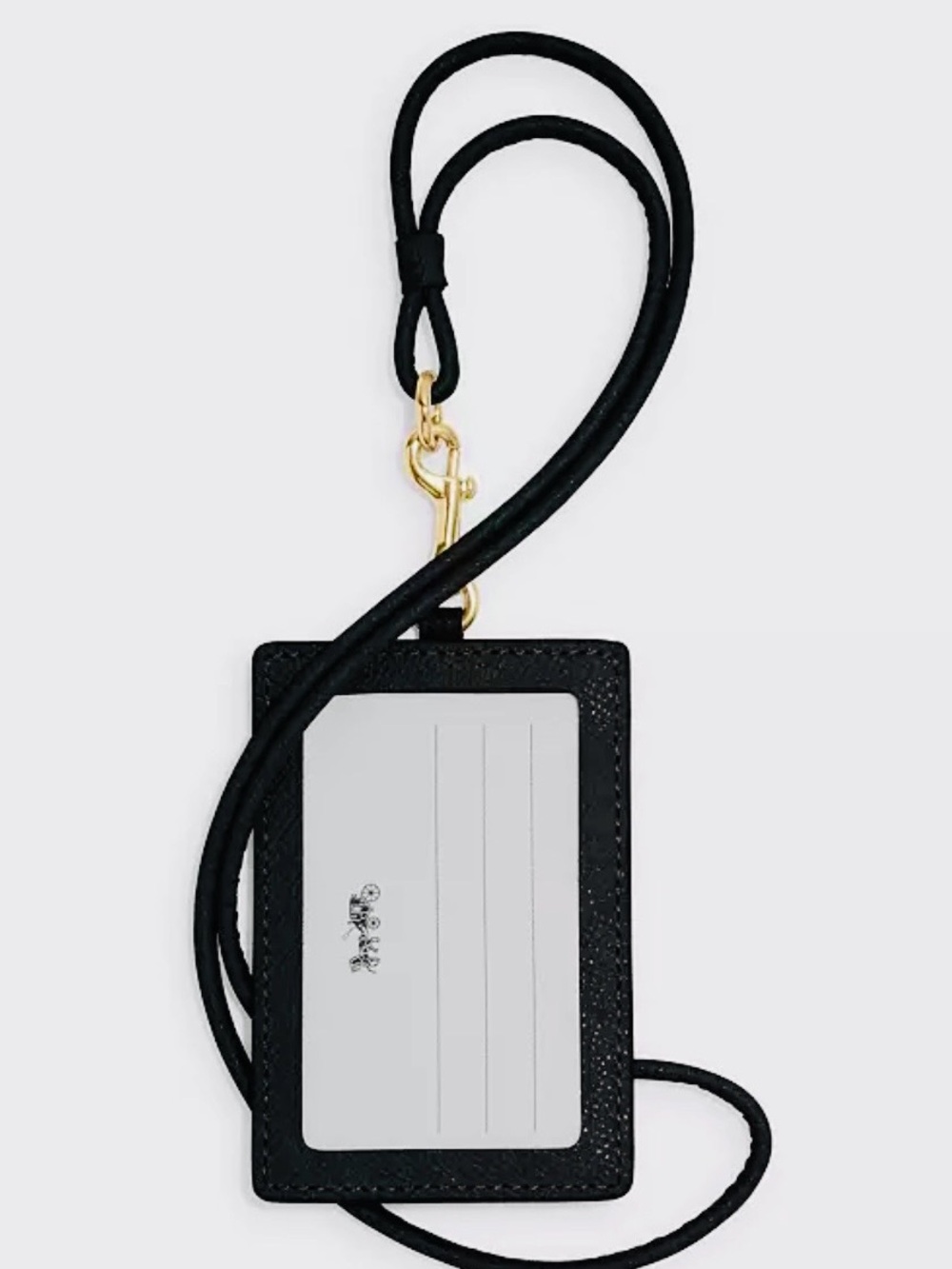 Coach Black Leather ID Card Holder with Strap
